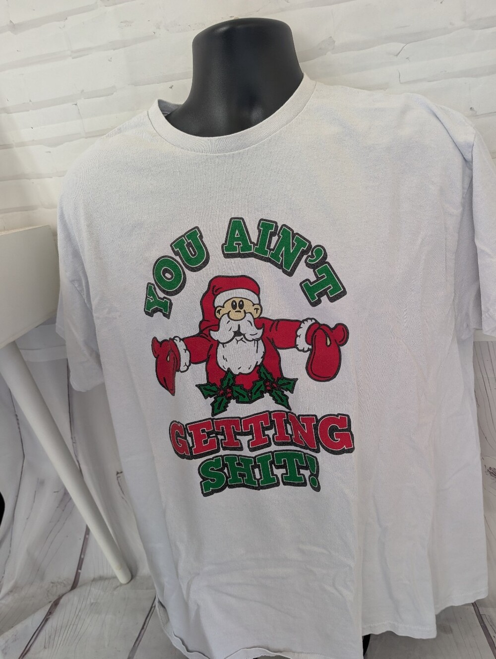 Graphic Christmas Santa Tee. Gender Neutral